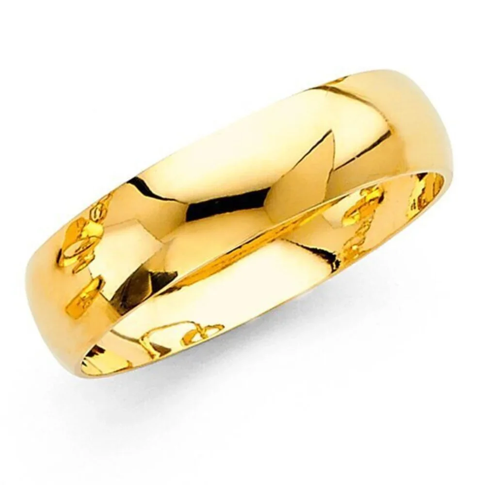 14k Yellow Gold Hollow 6mm Men's Wedding Band